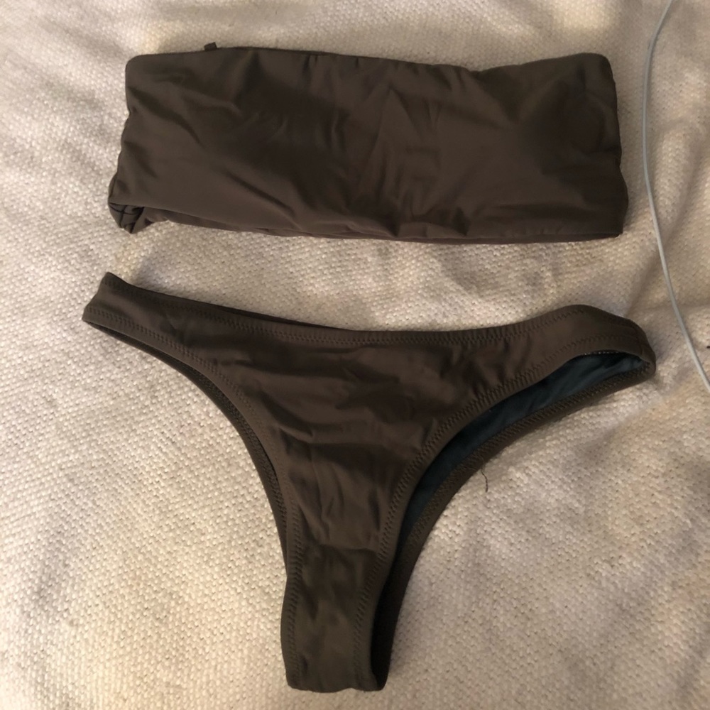 dark green bandeau bikini